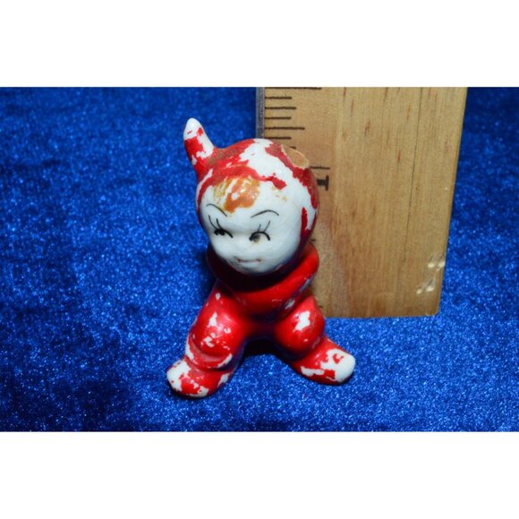 Vintage Pixie Elf Devil Ceramic Figure Red MCM Kitsch Miniature Japan FLAWS - Picture 5 of 9
